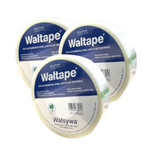 KIT 3 UN FITA TELADA AUTOADESIVA P/DRYWALL WALTAPE 90 M     